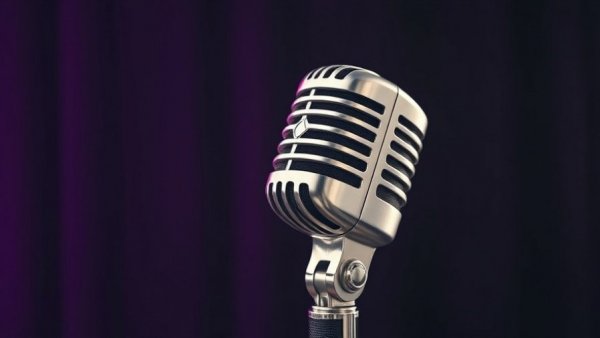 Vintage microphone against a blurred purple background for CIO insights.