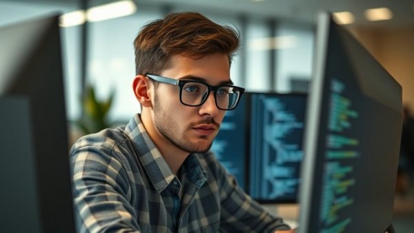 Young man pondering at computer, showing demands for cloud professionals.