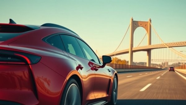 Nvidia Level 2 Driving System car on scenic bridge road.