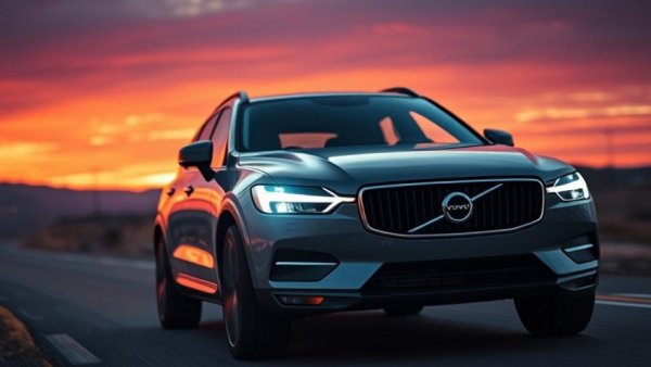 Volvo EX60 driving at sunset highlighting range and capabilities.