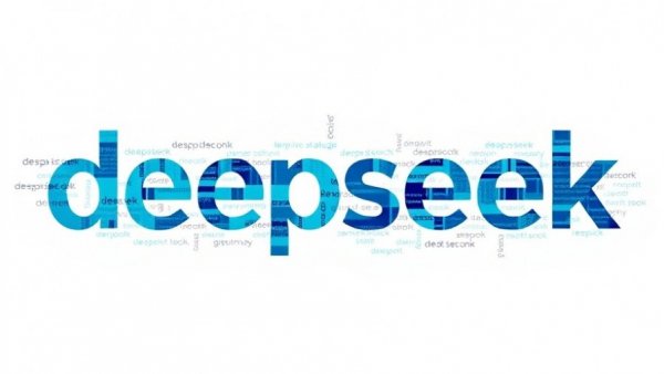 Abstract art of DeepSeek V4 AI Launch with layered text pattern.