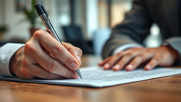 Hands signing a document, highlighting recruitment impact through stock options.