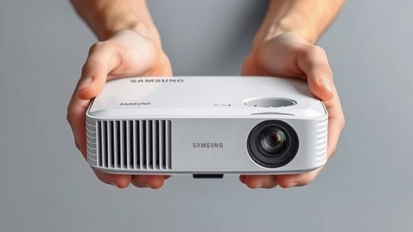 Modern Samsung phone projector held by hands