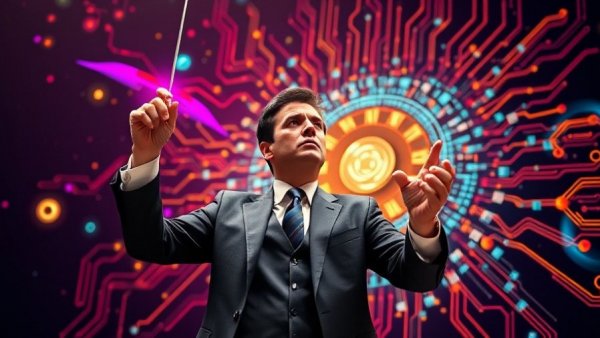 2026 IT agenda concept with man directing technology.