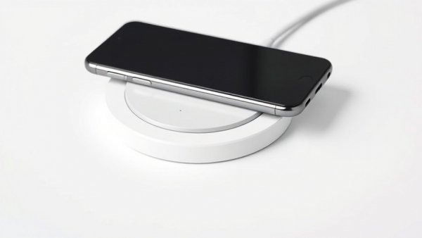 Sleek white wireless charging pad with cable, Samsung Phone accessory