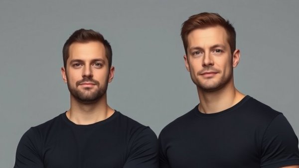 Two men in black t-shirts standing confidently against a gray background, representing on-device contract AI.