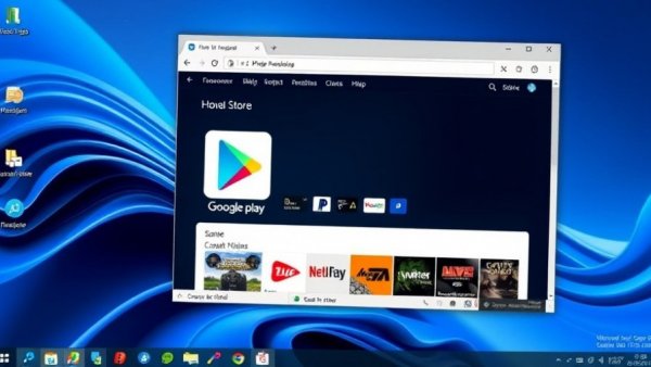 Google Play Store on Windows PC desktop showcasing Android integration.