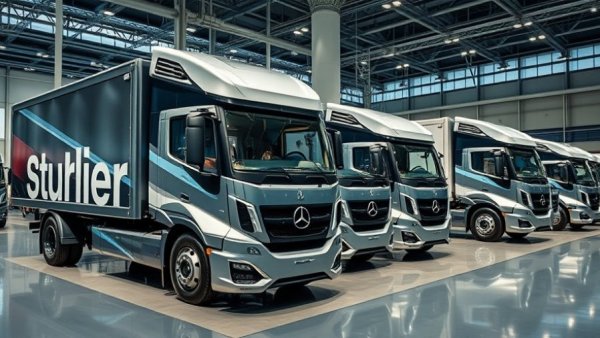 Futuristic trucks at AI-powered logistics exhibition.