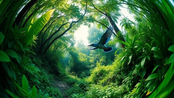 Google Gemini 3 immersive VR landscape with blue bird