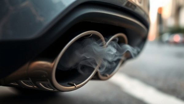 Vehicle emission highlighting environmental regulations impact.