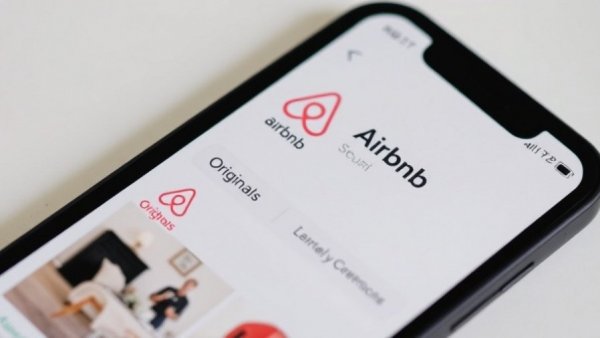 Airbnb app interface close-up with service icons and Airbnb Originals.