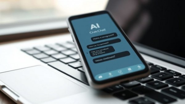 AI chat app India interface on smartphone near keyboard.