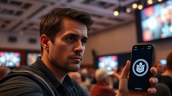 OpenAI trade secrets lawsuit depiction: Man pondering before smartphone with logo.