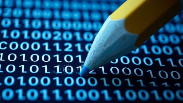 Representation of Stryker cyberattack with pencil erasing data.