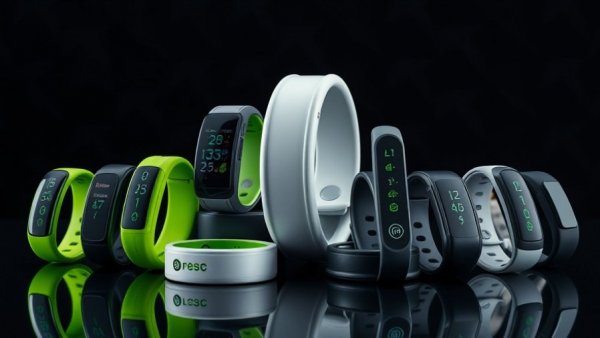 Modern Bluetooth trackers with sleek design and green accents.