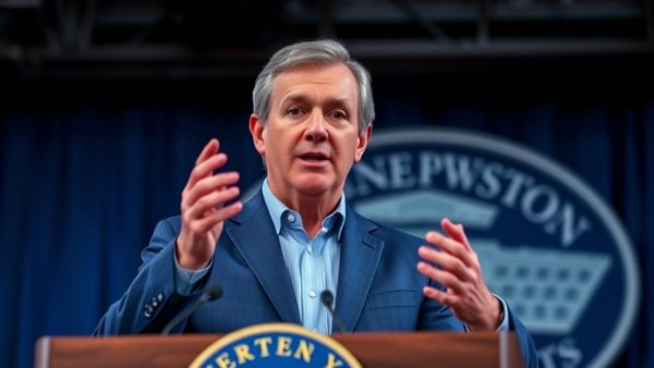 Confident speaker addressing national security at Pentagon podium.