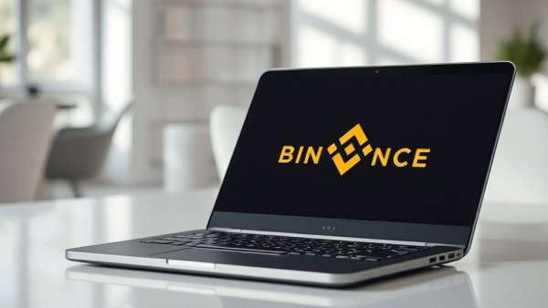 Binance logo on sleek laptop in modern setting, Binance compliance shake-up.
