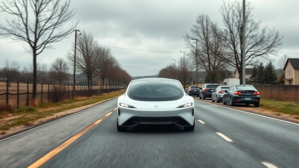 Futuristic autonomous truck in Spain on a countryside road.