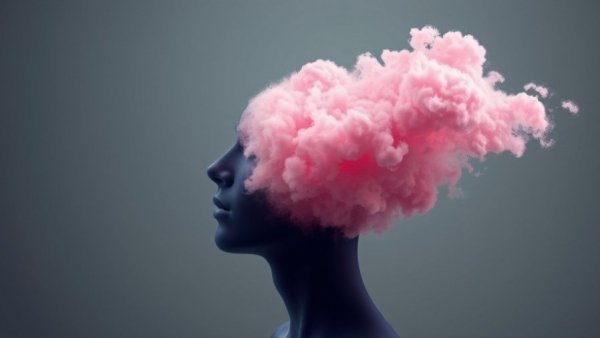 OpenAI abstract head with colorful cloud art