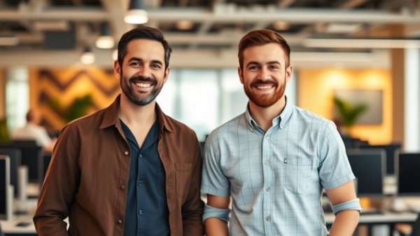 Friendly men in office, related to open source AI models.