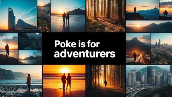 Creative collage of adventure images with text overlay.