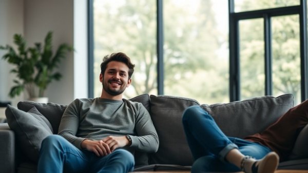 Two young men seated in a bright room discussing AI training data funding.