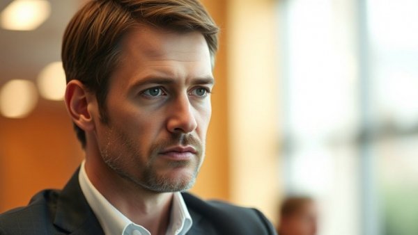 Trustworthiness and safety in AI: thoughtful man in professional setting.