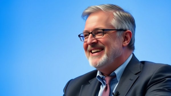 Middle-aged man speaking at event, Amazon Alexa focus.