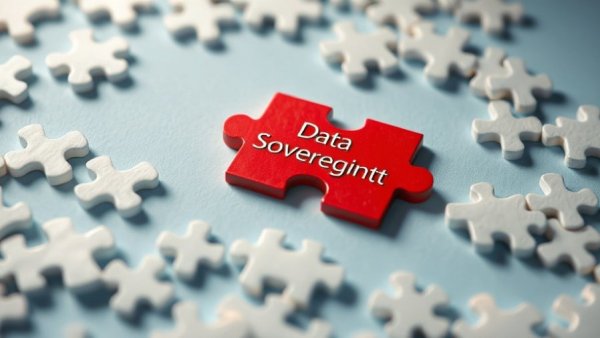 Red puzzle piece labeled 'Data Sovereignty' on blue background, Aleph Alpha Merger with Cohere.