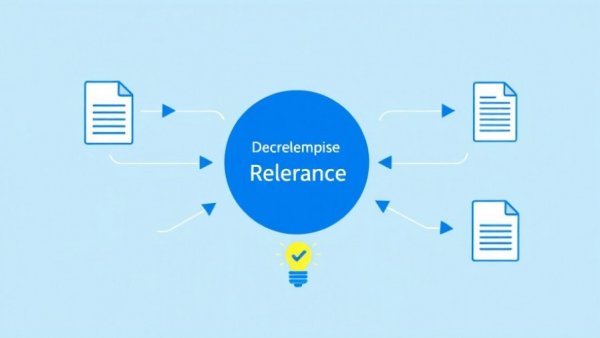 Illustration showing enterprise search relevance process with documents and central hub