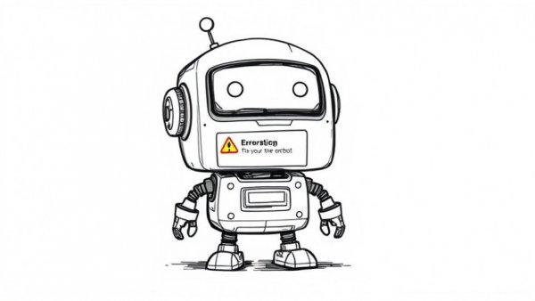 Robot sketch showing 503 error in cyberattack context.