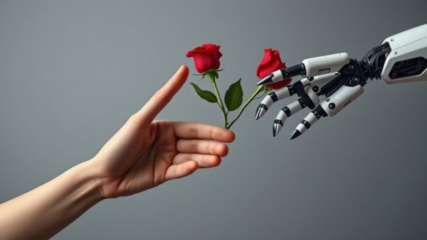 AI models warmth and accuracy trade-off symbolism with human and robot hands.