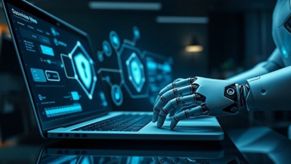 AI Implementation Challenges for CIOs: Robotic and human hands on laptop.
