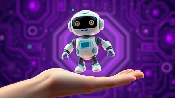 Futuristic AI robot hovering over hand, AI agents infrastructure