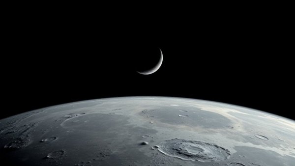 Crescent Earth and moon's surface, NASA Artemis III mission.
