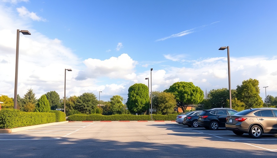 Sunny day at free RV stopover in Maitland with parked cars.