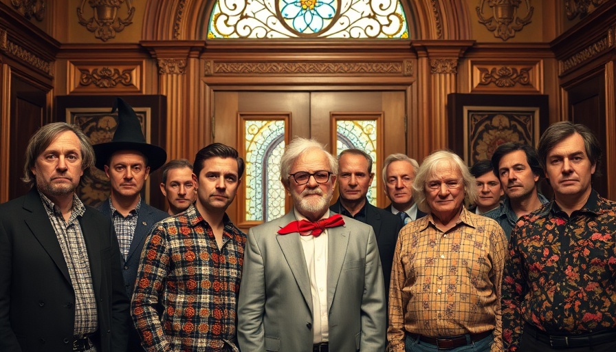 Group photo in ornate room with stained glass doors.