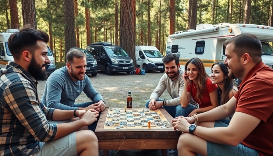 Group playing a board game while glamping in Australia, sunny campsite.