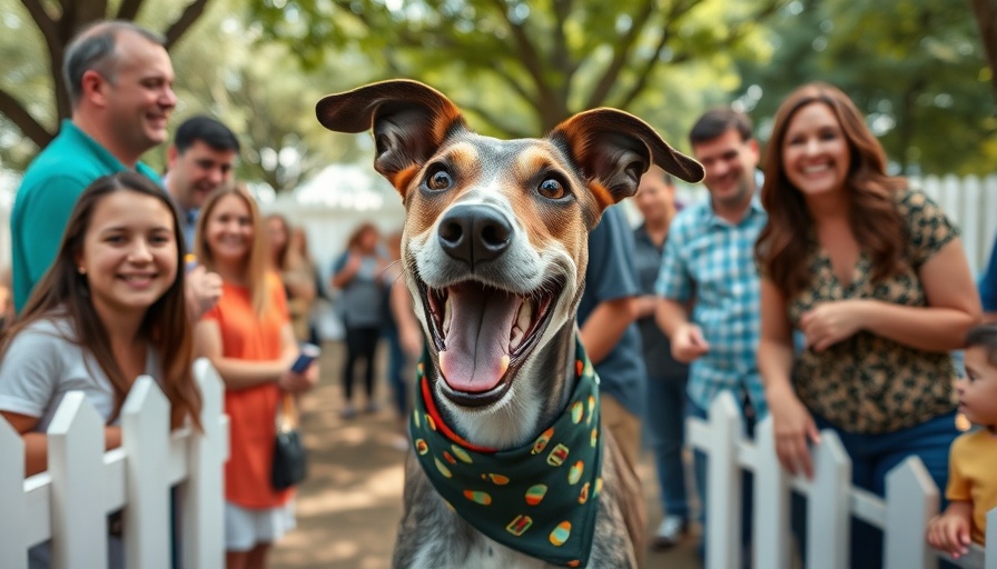 Greyhound Adoption Event with cheerful attendees.
