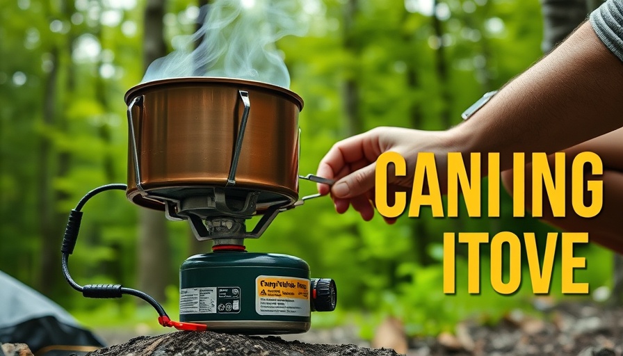 MSR Switch Stove in outdoor use with bold text overlay.