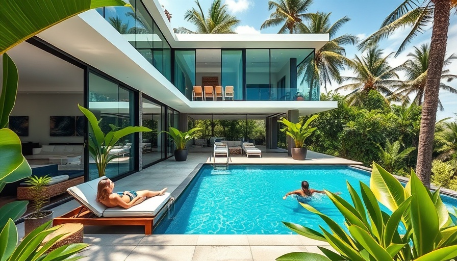Lyvin Melasti Villas Bali outdoor pool area with lush garden