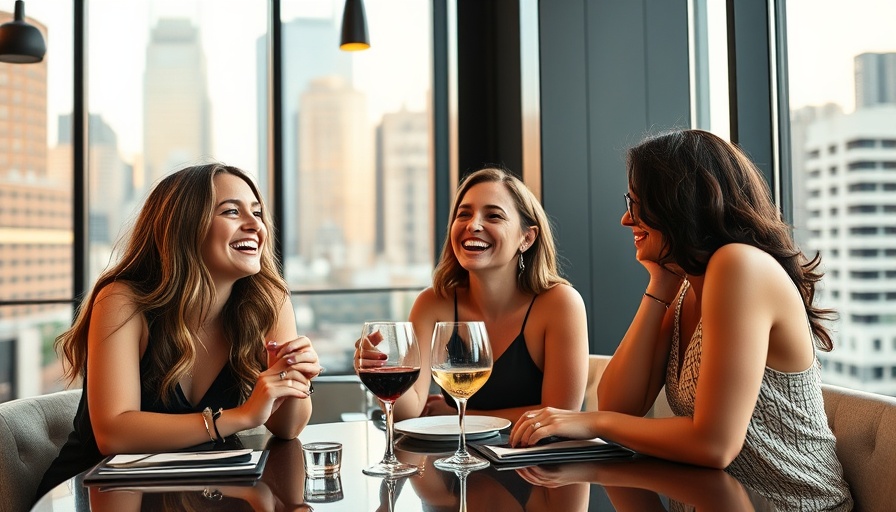 Three women enjoying Joji's new menu in a city restaurant.