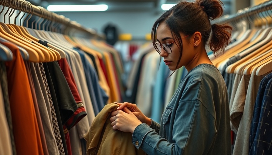 Woman shopping in a thrift store for glamping tips.
