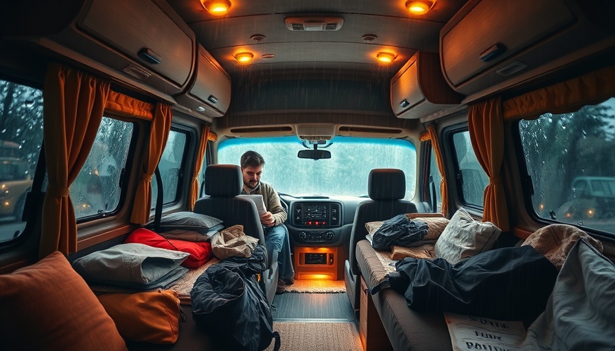 Camping van setup during heavy rain, tips for staying comfortable.
