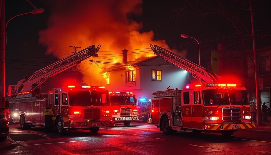 Salt Lake City structure fire response with fire trucks and responders at night.