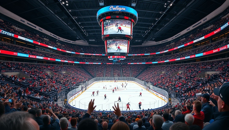 Exciting hockey game in Salt Lake City sports arena, full crowd.
