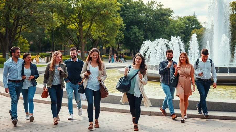 Diverse group exploring Liberty Park Fountain Reimagined, unique design.
