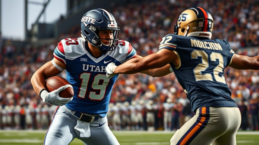 Utah State player defends against San Jose State in intense game.
