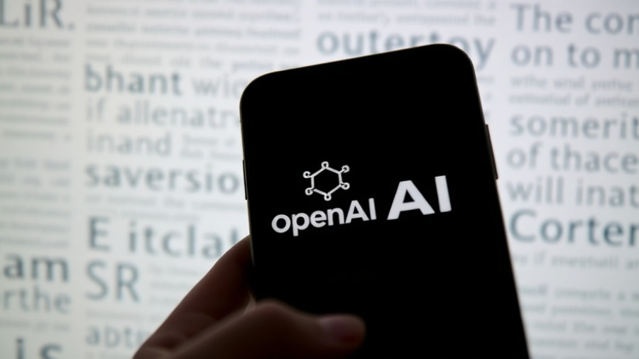 OpenAI Atlas browser logo on smartphone with blurred text.