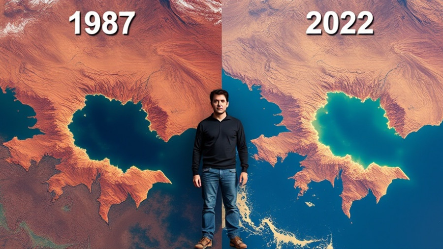 Great Salt Lake Dying Crisis depicted through 1987 and 2022 images.